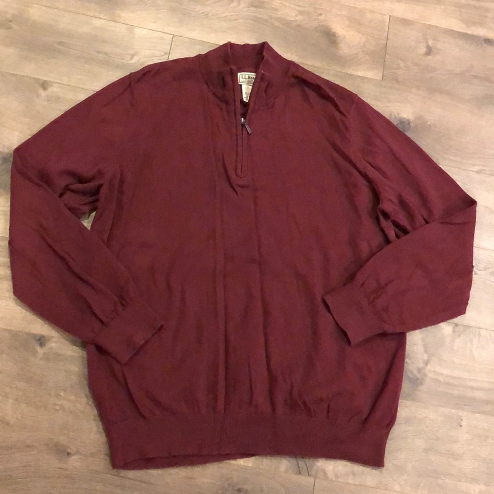 L.L. Bean Sweater Size XL Burgundy 1/4 zip